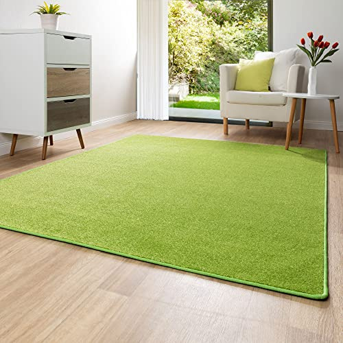 Steffensmeier Kurzflor Teppich Ibiza | Wohnzimmerteppich | Stilvoll | Pflegeleicht | Jugendteppich | Grün, Größe: 160x230 cm