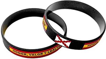 Genérico Pulsera de Goma de Silicona Gruesa con diseño de Bandera con Honor, Valor y Lealtad y Cruz de Borgoña - 1 Unidad