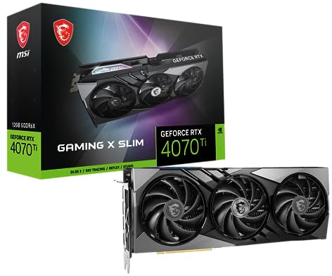 MSI GeForce RTX 4070 Ti GAMING X SLIM 12G Scheda Video - 12GB GDDR6X (21Gbps/192-bit), PCIe 4.0-TRI FROZR 3 (3 x TORX Fan 5.0), Gaming & Silent Mode, RGB - HDMI 2.1, DisplayPort 1.4a