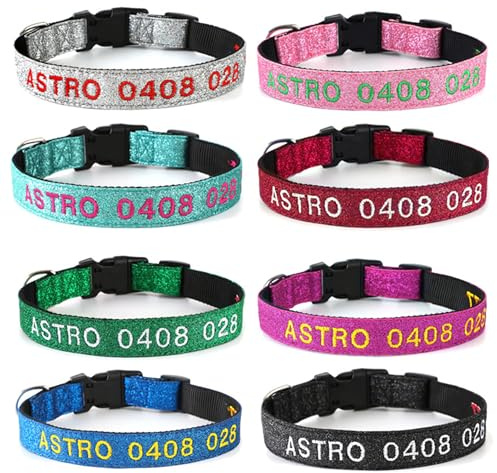 Personalisiertes reflektierendes Hundehalsband mit Haustiernamen und Telefonnummer, besticktes Nylon, maßgeschneidertes Halsband für Welpen, kleine, mittelgroße und große Jungen, Mädchen, Hunde