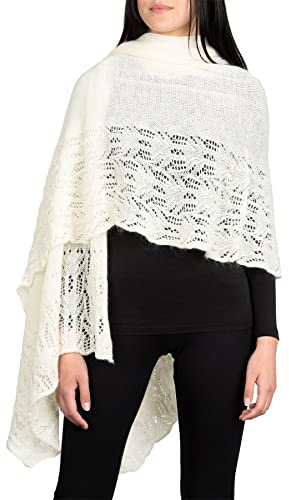 KEMAILU' - ILARY Stola traforata in lana mohair - Donna - MADE IN ITALY (Bianco panna)