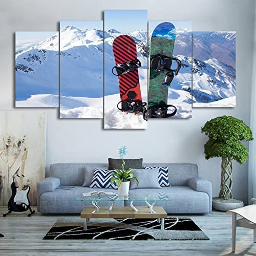 Bild Auf Leinwand - Leinwandbild - Snowboard - Wand Bild - Wanddeko - Leinwanddruck - Bilder - Kunstdruck - Leinwand Bilder - Wandkunst 150 X 80 Cm Für Wohnzimmer Hotel Restaurant Büro Hom -4V8V/J6P-2