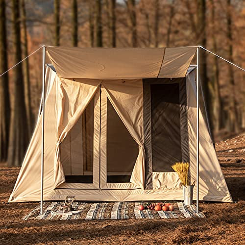 SHANYU Leinwand-Wandzelt, Rahmenzelte, Baumwolle, Retro, Camping, Outdoor, Wüste, Vier-Personen-Zelt, Bogenzelt, ideal für Camping, Wandern, Outdoor, Khaki
