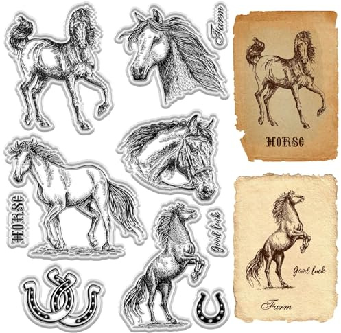 craspire Klare Stempel Mit Pferdemotiv, Tier-Hufeisen, Wiederverwendbare Transparente Silikonstempel, Siegel, Poststempel Für Die Tagebuch-Kartenherstellung, Dekor, DIY, Scrapbooking, Filmrahmen