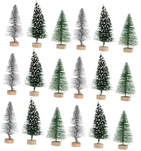 Ciieeo 24St Weihnachtsbaum Mini kanadische Kiefern Winterurlaub Esstisch Top Wohnkultur weihnachtsdeko künstliche weihnachtsbäume kleine Kunstpflanzen Bäume mit Basen Plastik