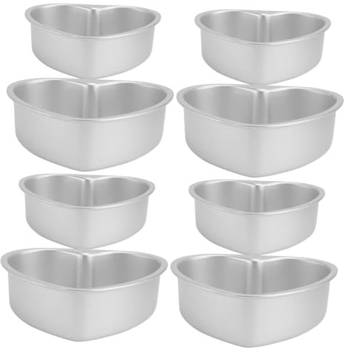 Amosfun 8 Piezas De Molde De Pastel De Corazón Moldes Para Pasteles En Forma De Corazón Bandeja Para Hornear Bandeja Para Hornear En Microondas Bandeja Para Hornear En El Hogar