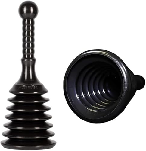 MAXPERKX Heavy Duty Powerful Bath Toilet Plunger Unblocker Air Pump Rubber Sink Blaster Drain Blockage Remover Bathroom Kitchen Showers Tool Household Unblock Pipeline Cleaner Vacuum Cleaning (Black)