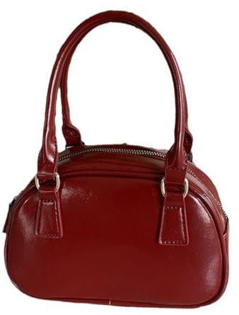 Beimus Umhängetasche für Damen, koreanische Umhängetasche, PU-Leder, modische Bowlingtasche, einfache Einkaufstasche, rot