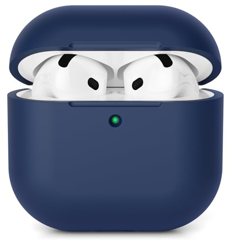 AOTUAO Hülle Kompatibel mit AirPods 4 Hülle Case (2024), Weiches Silikon Stoßfeste Schutzhülle für AirPods 4. Generation Case Cover mit Voller Sturzschutz, Front-LED Sichtbar, Midnight Blue