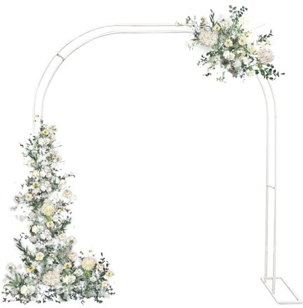 240x220 cm Metall Rosenbogen, Stabiler Gartenbogen mit Rankhilfe, Gartenrankgitter für Kletterpflanzen, Robuster Metallbogen mit Stützen für Outdoor-Nutzung (Weiß)