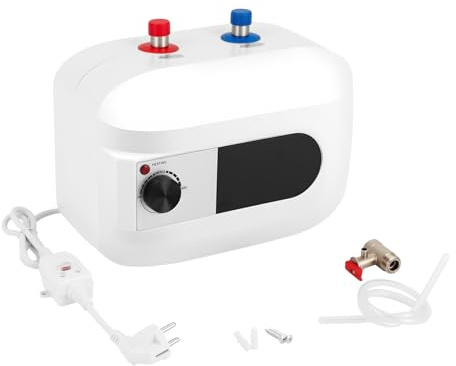 6L Untertischboiler, Wasserboiler Küche Elektro Warmwasserspeicher Speicher 1500W 220V Warmwasserboiler Durchlauferhitzer 30-65°C für Waschbecken, Küchen, Badezimmer Weiß
