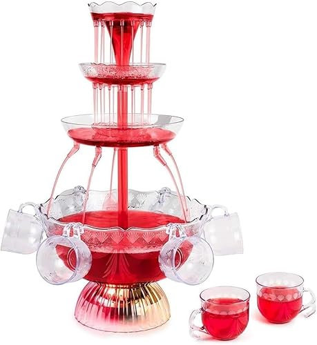 Máquina eléctrica for fuente de vino tinto y champán, máquina eléctrica for bebidas de 3 niveles con base iluminada LED, incluye 5 vasos reutilizables, for bares, cafeterías, fiestas de cumpleaños.