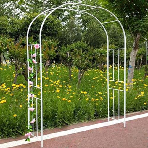 Arche de rose en métal stable, treillage de jardin, pergola de mariage pour plantes grimpantes, utilisation en intérieur/extérieur, sur pied, parfaite pour les jardins et les pelouses (couleur : blanc