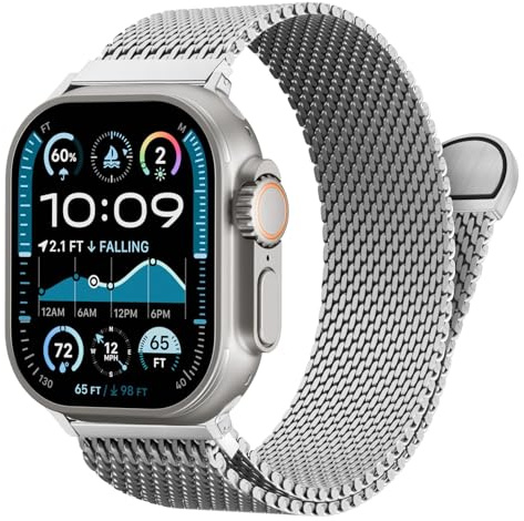 Milanaise Magnetic Ersatzarmband für Apple Watch Ultra 3/2 Armband 49mm 46mm 45mm 44mm 42mm 41mm 40mm 38mm Herren,Milanese Loop Edelstahl Mesh Metall Armbänder für iWatch 11 10 9 8 7 6 5 4 3 SE 3/2