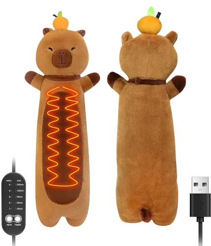 RNPKZ Capybara Plush Heat Pad, 54 cm Electric Heating Pad for Period Pain Relief, USB Powered Menstrual Heating Pad, Long Capybara Plush Electric Heat Pad for Period, Neck Shoulder Back Gift for Women