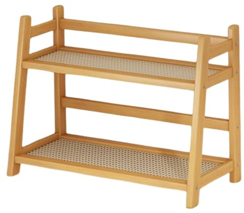 Soporte de taza de café Gran estante de mostrador de cocina de bambú de 2 capas con agujeros de ventilación Organizador de la estación de café multifuncional para la cafetería de la oficina en el
