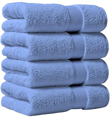 ATEN Homeware Egyptian Cotton Bath Towel Set - 4 Piece Hand Towels Set with 4 Large Hand Towels - 40 x 70 cm - Ultra Soft & Highly Absorbent, OEKO-TEX Certified, Made in Egypt (Wedgewood)