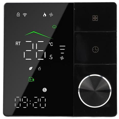 Bonbela Smart termostat, programmerbar WiFi-termostat med röst- och APP-kontroll pekskärm LED-display för hem med väderstation och strömavbrott skydd