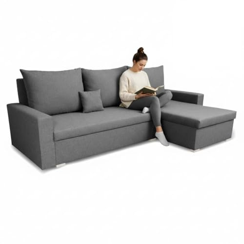 SENTO TRADE Ecksofa mit Schlaffunktion Mondo (Grau)