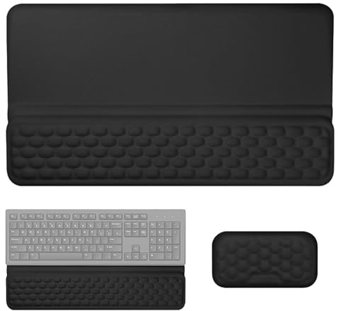 Handballenauflage mit Tastaturständer, Ergonomische Tastatur Handauflage Memory Schaum Handgelenkauflage für Tastatur, entlastet Handgelenke bei langer Nutzung, ideal für Büro & Home