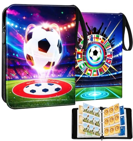 Nzkeuf WM 2026 Album de Collection de Cartes de Football, 9 Pochettes,50 Pages,900 Cartes, Classeur pour Cartes à Collectionner avec Fermeture éclair et Dragonne, PU Imperméable, Cadeau pour les Fans