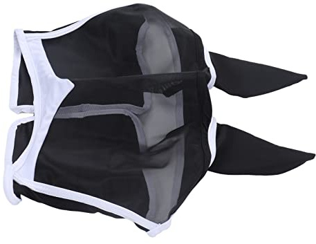 Nosqew hästflugmask andningsbar bekväm mjuk fin nätdesign med öron för hästskydd mot lätt stickad duk storlek S (svart)