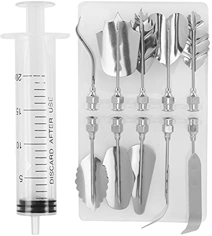 SIXRUN Juego de Boquillas de Jeringa para Decoración de Pasteles, Exquisita Herramienta para Crema Pastelera para Bodas, Acero Inoxidable de Grado Alimenticio + Boquilla de Plástico de 5,5 Cm para