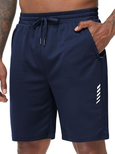 yuyangdpb Men's Shorts Quick Dry Lightweight Breathable Sports Shorts with Zip Pockets Running Gym Workout Shorts