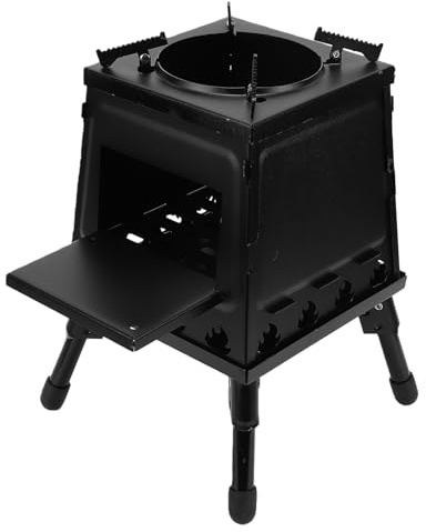 Asixxsix Poêle à Bois, Mini Poêle de Camping Pliable Portable en Acier Inoxydable, Conception à Large Ouverture, équipement de Survie pour Randonnée en Plein Air, Pique-nique