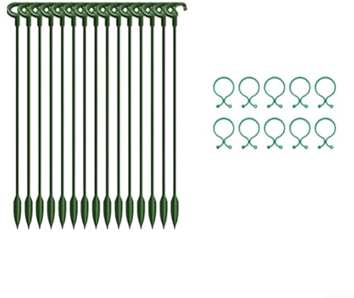 Piquets de support pour plantes avec clips flexibles réglables pour orchidée, rose, lierre, pothos et autres plantes nécessitant une aide douce à la tige (A)