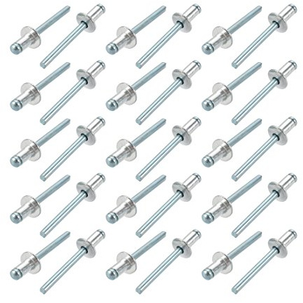 sourcing map 30Stk. Aluminum/Stahl Offenes Ende Blindnieten 6mm x 10mm
