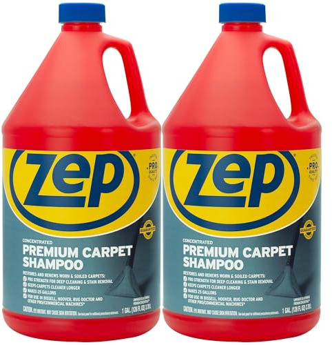 Zep Premium Carpet Cleaner Shampoo - 1 Gallon (Case of 2) ECZUPXC1282 - Pro Strength Deep Cleaning and Stain Removal, Restores and Renews Worn and Soiled Carpets
