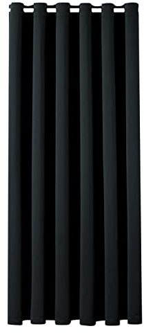 Aspire Homeware Blackout Door Curtains for Living Room - 84 inch Drop Eyelet Black Bedroom Curtains & Drapes Windows Treatments Single Panel Black Out Thermal Curtain with Tie Back