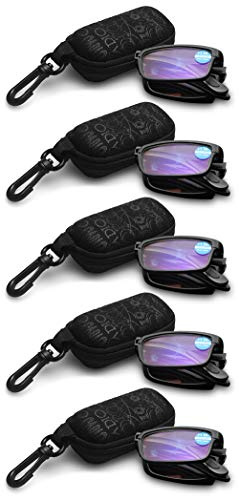 KOOSUFA Faltbare Lesebrille Herren Damen Anti Blaulicht Zusammenklappbar Leicht Lesehilfe Schwarz mit Etui 1.0 1.5 2.0 2.5 3.0 3.5 4.0
