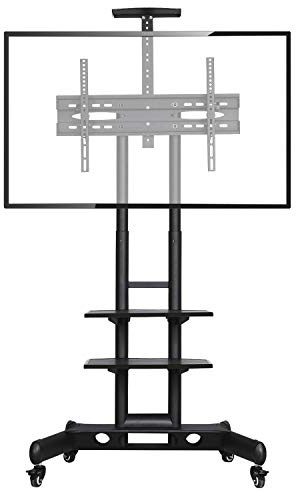 Yaheetech mobiler TV Standfuß, Fernsehtisch mit Rollen, für max 75 Zoll Fachbildschirm LCD LED TV, 100 × 100 mm - 600 x 400 mm VESA, höhenverstellbarer TV Ständer 110-160 cm