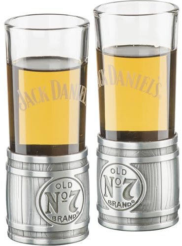 Jack Daniel's Shooter Set aus Metall (2) Glas/Metall Schnapsglas Whiskey Bar
