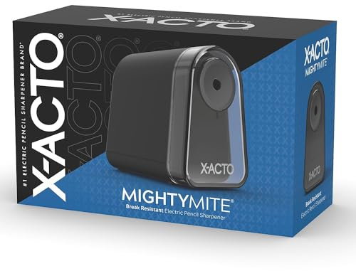 X-ACTO Pencil Sharpener, Mighty Mite Electric Pencil Sharpener, With Pencil Saver®, SafeStart® Motor, Black, 1 Count - Home, Office, School, Teacher Supplies
