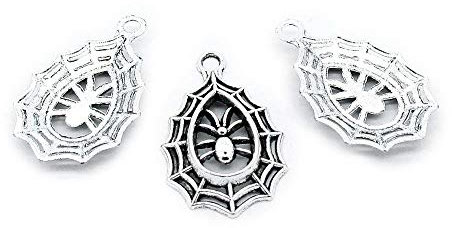 120 Stück Antik-Silberton Schmuck Charms Handwerk Kunstherstellung Basteln Perlenbedarf G2SZ2T Spinnennetz Spinnennetz