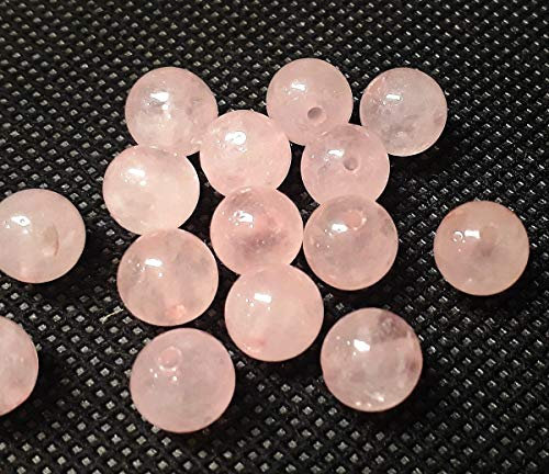 Perlin Perlas de piedras preciosas de cuarzo rosa, 8 mm, 6 mm, 4 mm, bola, perla de piedra con agujero para enhebrar, cadena de perlas (4 mm, 25 unidades)