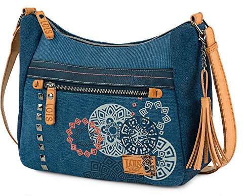 Lois - Bolso Bandolera Mujer Versátil para Diario y Viajes Estilo Casual Urbano Práctico Compacto Moda Bolsos De Mujer Bandolera. Bolso Azul Mujer