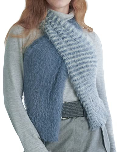 KM CHOICE ONE Scarf - Sciarpa invernale, versatile & morbido con 20 modi di indossare. Tessuto caldo ed elastico, finitura antistatica e morbida. Senza coloranti azoici. azzurro strutturato