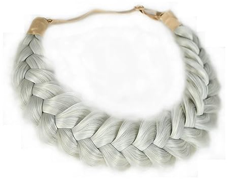TOECWEGR Förlängningar hårband hårband hårband fläta klassisk tjock bred pläterade bröllop fluffiga flätor peruk kvinnor flicka skönhetstillbehör (platinagrå)