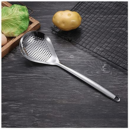 WRLRUILIAN Espresso Spoons Kitchen Skimmer Spoon Open Hole Spoon Stainless Steel Oil Filter Spoon Oil Filter Spoon Skimmer Spoon with Long-handled Pasta Filter Tea Spoons (Size : Small)