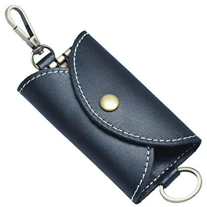 BAWAKO Schlüsselmäppchen aus echtem Leder für Damen und Herren,schlüsseletui maximal für 6 Schlüssel, Autoschlüssel(W6, Schwarz)
