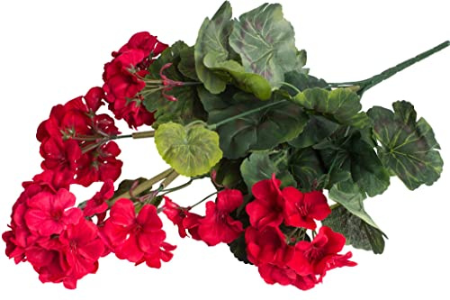 Botanic-Haus künstlicher Geranienbusch groß mit Mehreren Stielen (rot)