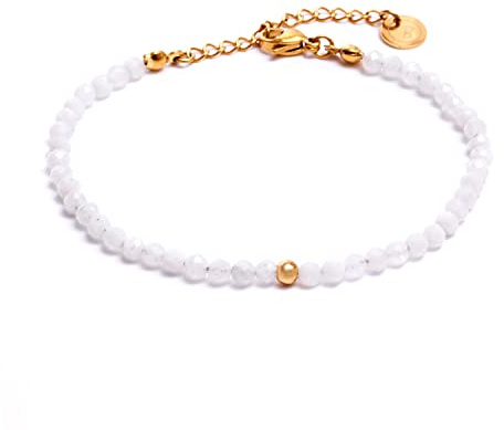 BERGERLIN Naturstein Perlenarmband Damen Herren, Silber/Gold | Naturstein Armband Damen & Herren: Armband Gold/Silber mit echten Heilsteinen – vom deutschen Prüflabor bestätigt.