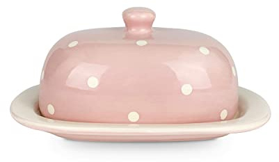 Burriera in ceramica Isabelle Rose a pois pirofila portaburro 9×20,5 cm 5034