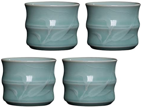 Veemoon 4piezas Taza De Té De Celadón De Tazas Pequeñas De Cerámica Para Té Decorativa Hogar Doméstica Para Uso Diario