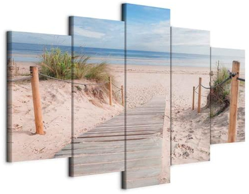 B&D XXL - Leinwandbild Landschaft Natur, 150x75 cm, 5-teilig, Schlafzimmer | Hochwertige Leinwand, sofort aufhängbar, ideal fürs Wohn- oder Schlafzimmer, wasserfest und lichtecht, langlebig, stilvoll