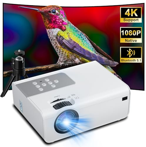 Eroshoo Beamer Full HD, 5G WiFi Native 1080P Support 4K, Bluetooth Heimkino Video Projektor 12000Lumen, Tragbare Filmprojektor, Mini Kompatibel mit HD USB/Fire Stick/TV Stick/Phone